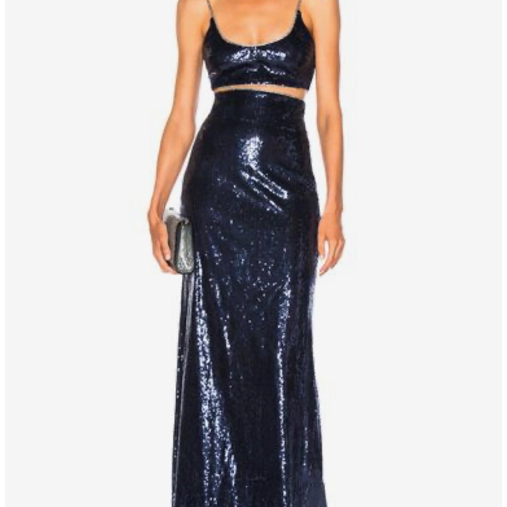 DUNDAS Midnight Blue Sequin Skirt Set